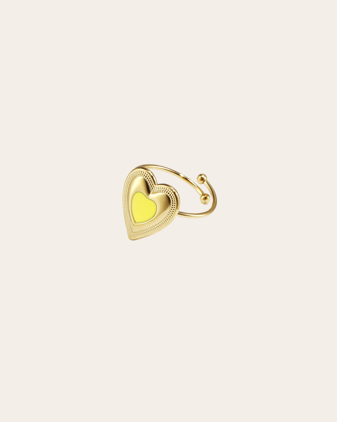 COLORED HEART Ring - Geel