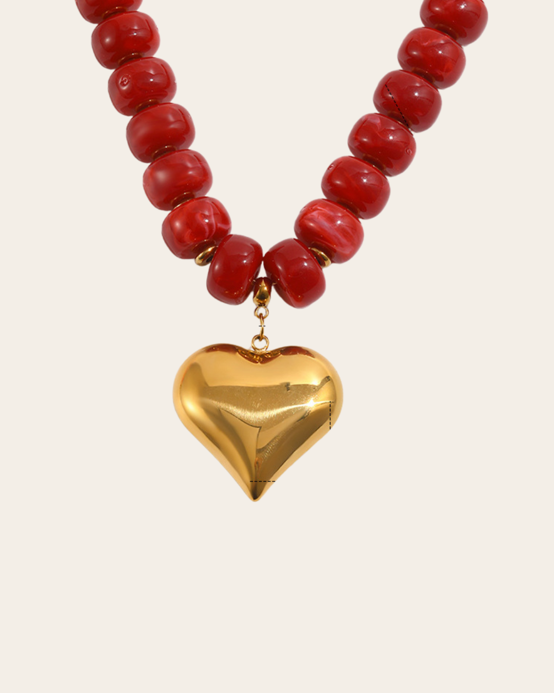 BIG HEART BEADS Ketting - Rood