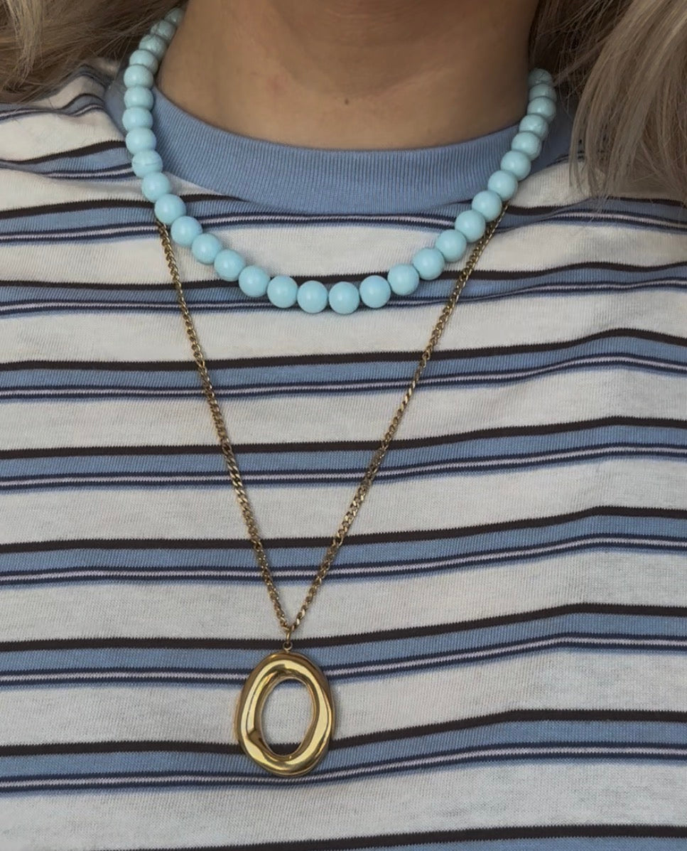 BEADS Kralenketting 10 mm - Babyblauw